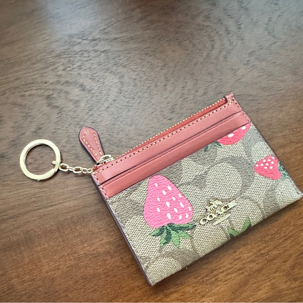 Coach Strawberry Card Holder Wallet